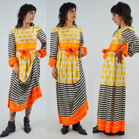 1960s Polka Dot Maxi Dress - XS - image 5