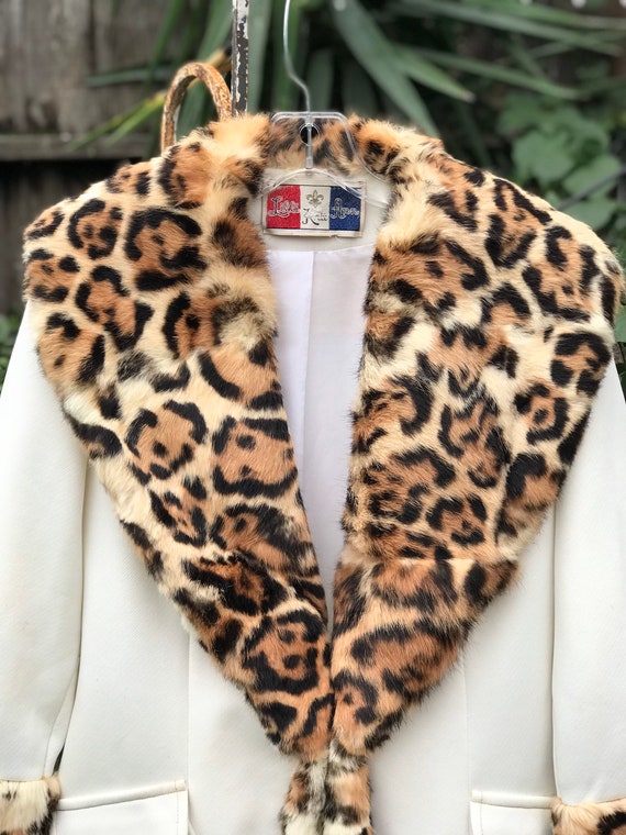 1970s LILLI ANN White Leopard Fur Coat - Small - image 3