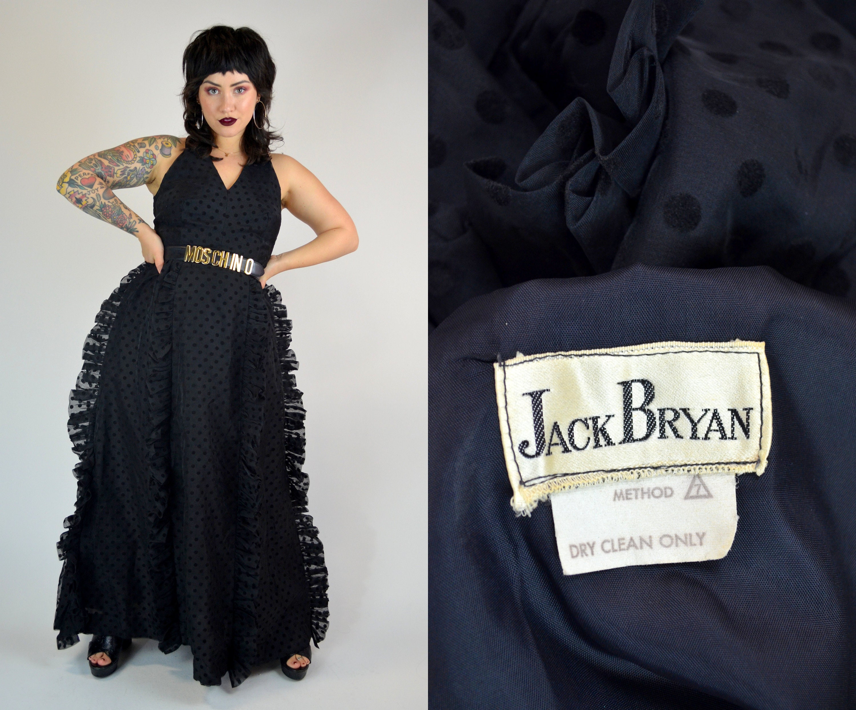 Small / Medium 1960s JACK BRYAN Black Polka Dot Gown Vintage - Etsy