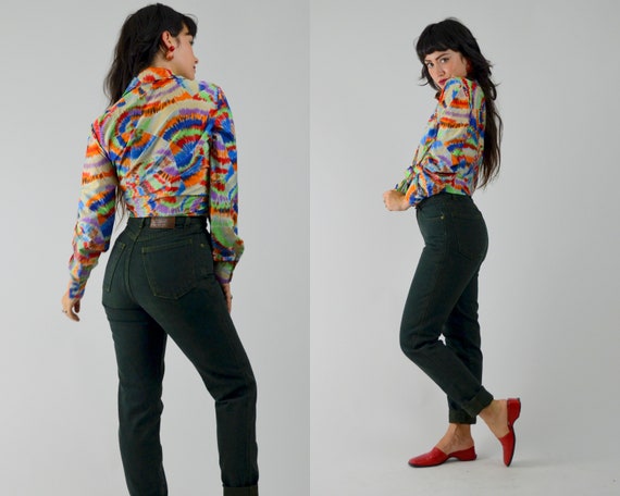 25 Waist | Forest Green Jeans Vintage High Waisted
