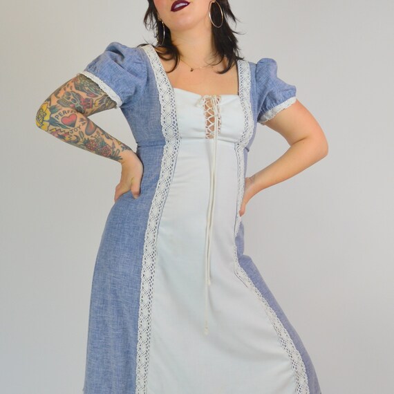 SMALL 1960s GUNNE SAX Black Label Prairie Dress - Gem