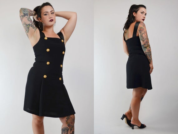 30” waist - 1990s Black and Gold Mini Dress - Med… - image 1