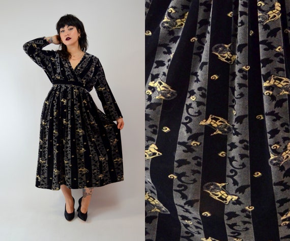 Vintage Velvet Midi Dress MEDIUM | Etsy