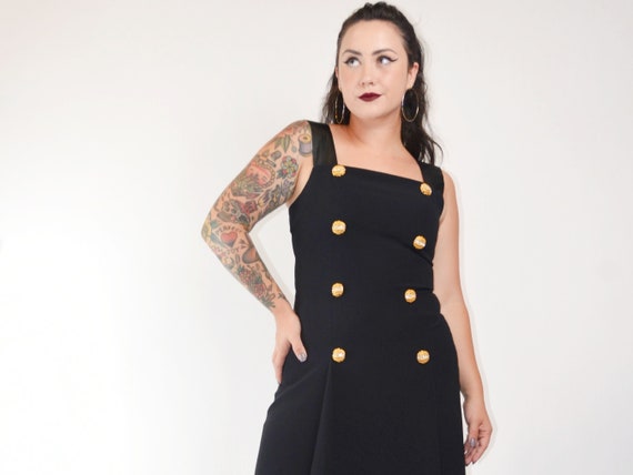 30” waist - 1990s Black and Gold Mini Dress - Med… - image 4