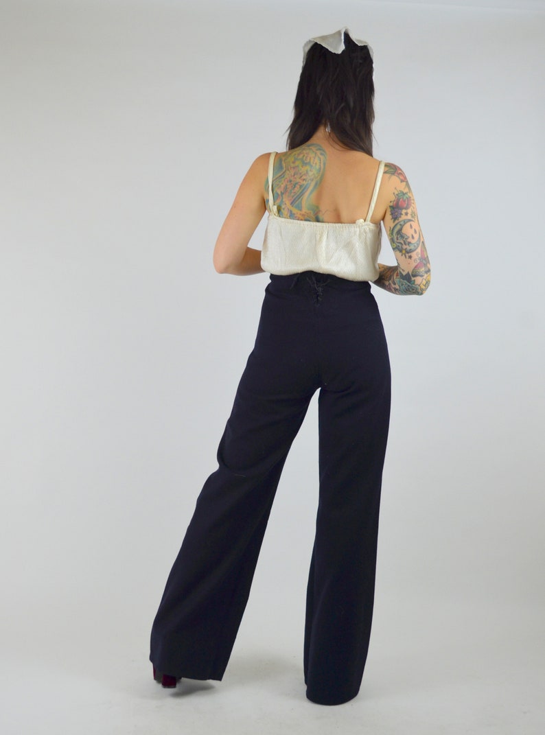 30 Waist 1940s Sailor Pants Wool Trousers Button Front Wide | Etsy