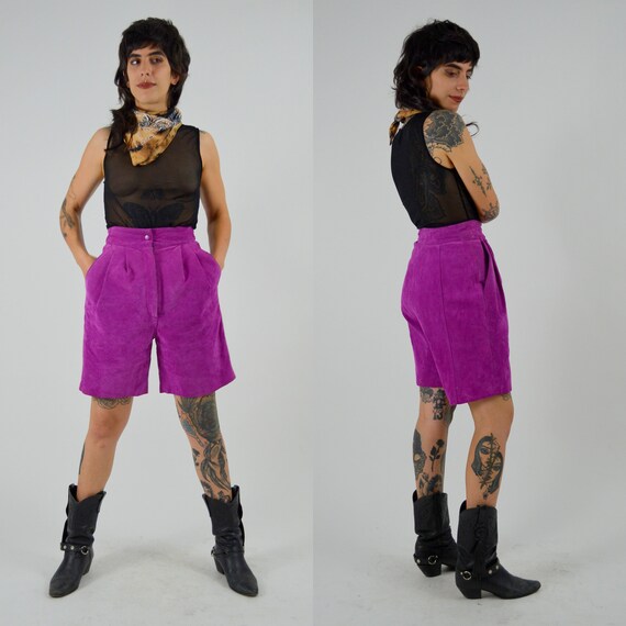 1980s Pink Suede Shorts - 25 Waist - image 3