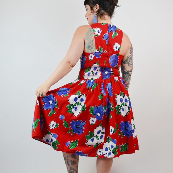 1980s Cotton Floral Sundress - Medium - image 5