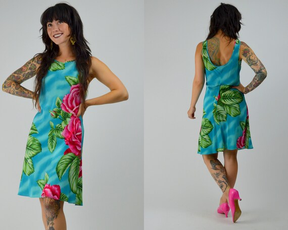 Small BETSEY JOHNSON Vintage Dress 1990s Floral M… - image 3