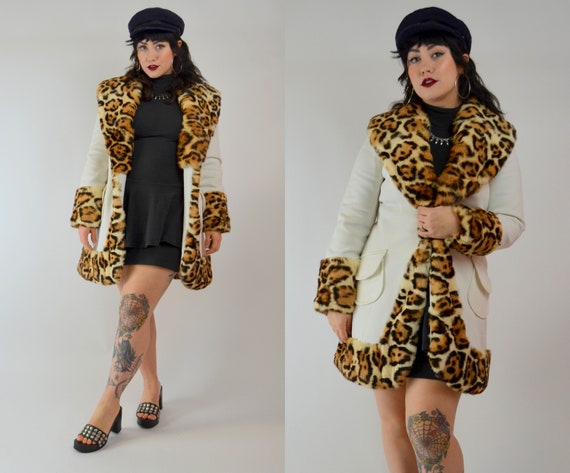 1970s LILLI ANN White Leopard Fur Coat - Small - image 1