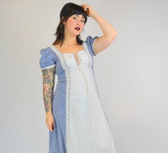 SMALL 1960s GUNNE SAX Black Label Prairie Dress - Gem