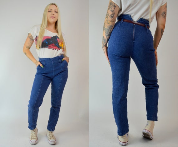 Waist 27 VINTAGE 1980s High Rise Skinny Jeans 80s… - image 5