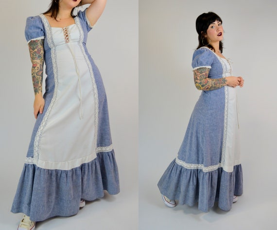 SMALL 1960s GUNNE SAX Black Label Prairie Dress - Gem