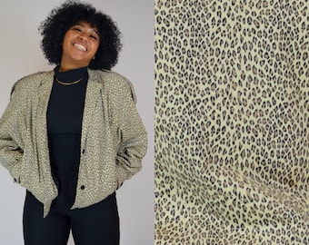 MEDIUM 1980s LEOPARD Suede Coat Vintage Bomber Jacket