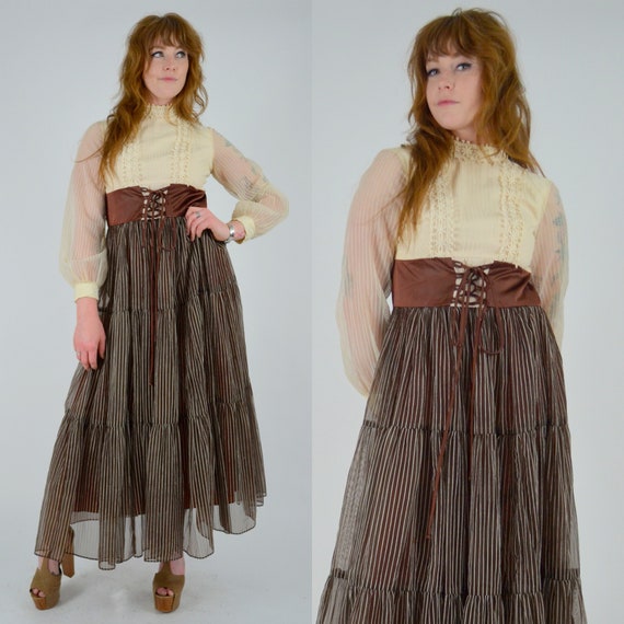 1960s Hippie Vintage Maxi Dress -  XXS / XS - image 5