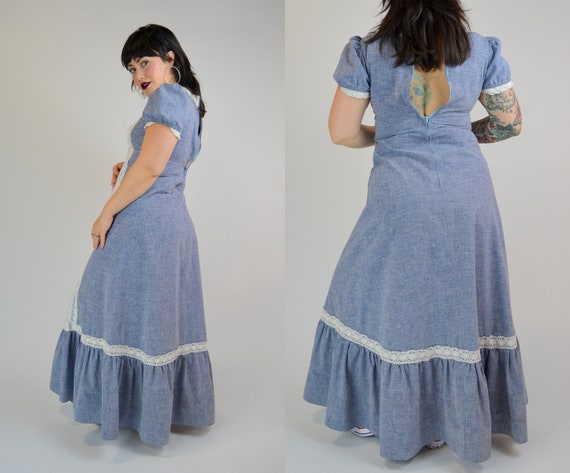 SMALL 1960s GUNNE SAX Black Label Prairie Dress - Gem