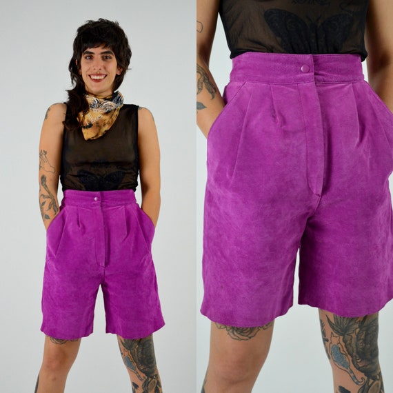 1980s Pink Suede Shorts - 25 Waist - image 1