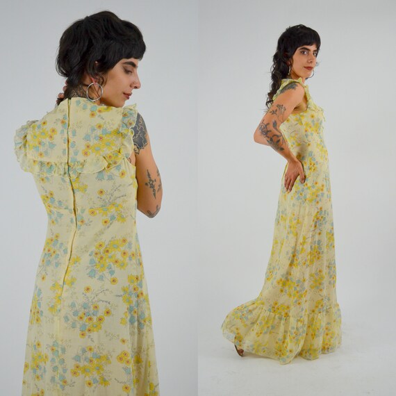 1970s Floral Maxi Dress - XS - image 4