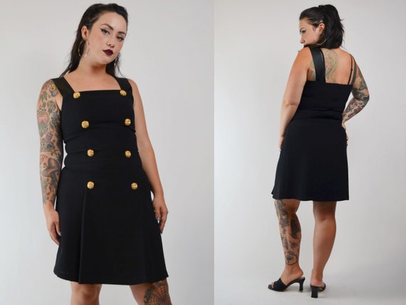 30” waist - 1990s Black and Gold Mini Dress - Med… - image 2