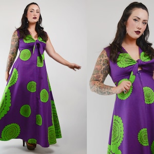 1960 Hawaiian Maxi Dress Vintage Hostess Dress - Small