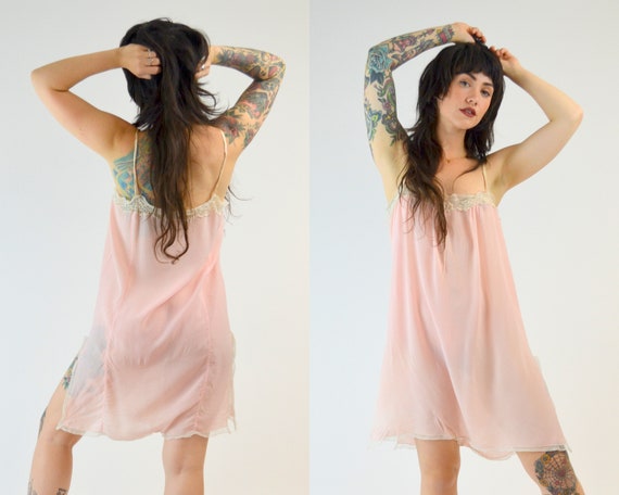 MEDIUM 1920s SILK Lingerie Vintage Pink 20s Neglig