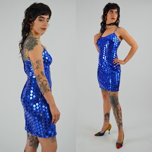 1980s Blue Shimmy Dress - XS