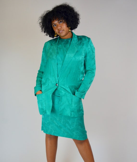MEDIUM Silk Two Piece Set 1980s Vintage Dress Out… - image 2