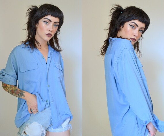 1940s | Rayon Mens Shirt Button Down LONG WEAR Vin