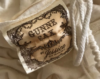 Gunne Sax bomullsmaxiklänning från 1970-talet – Vintage XS Prairie Boho Off-Shoulder