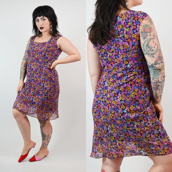 SMALL Silk Floral Bias Cut Dress