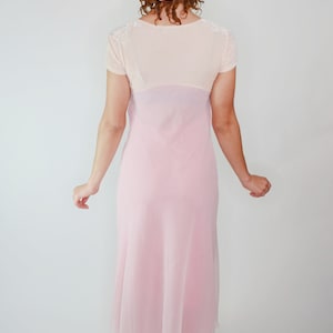 small medium Vintage Betsey Johnson 1990s Pink Velvet Dress Fairycore Sheer Baby Pink image 4