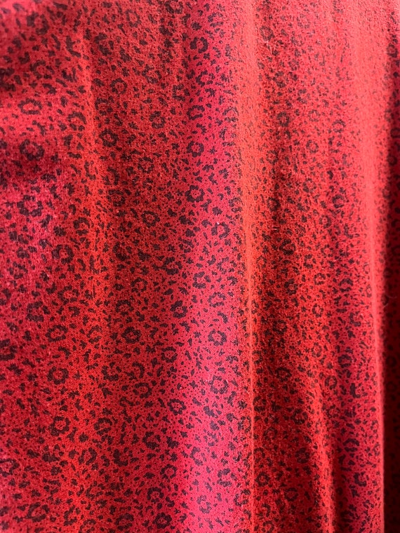 1990s Red LEOPARD Print Cotton Dress - Small - Me… - image 6