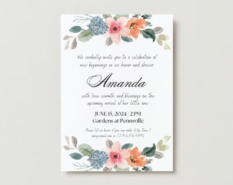 Simple Floral Baby Shower Bundle - Digital Download or Print on Demand