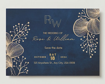 Navy & Gold Wedding STD - Descarga digital o impresión bajo demanda