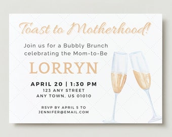 Invitación al baby shower por la maternidad - Descarga digital, editable e impresión bajo demanda