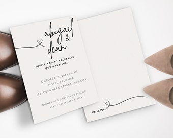 Invitación de boda sofisticada: descarga digital, editable e impresión bajo demanda