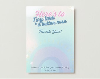 Tiny Toes, Button Nose Baby Shower Tarjeta de agradecimiento - Descarga digital o impresión bajo demanda