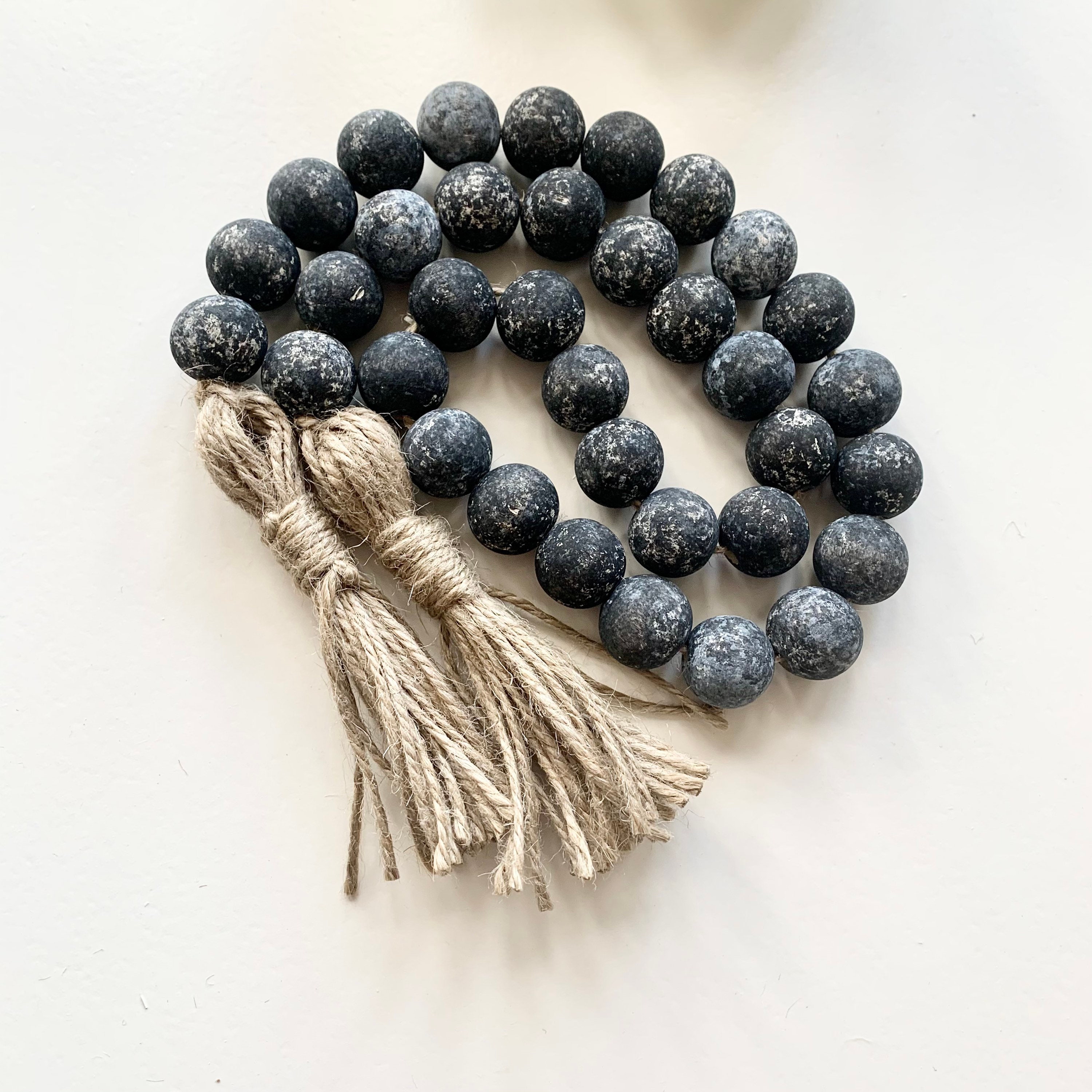 Large Wood Bead Garland with 1.6 Diameter Wooden Beads Tassels, Decorative  Beads Boho Decor, Long Rustic Farmhouse Wood Beads Garland for Home Tiered