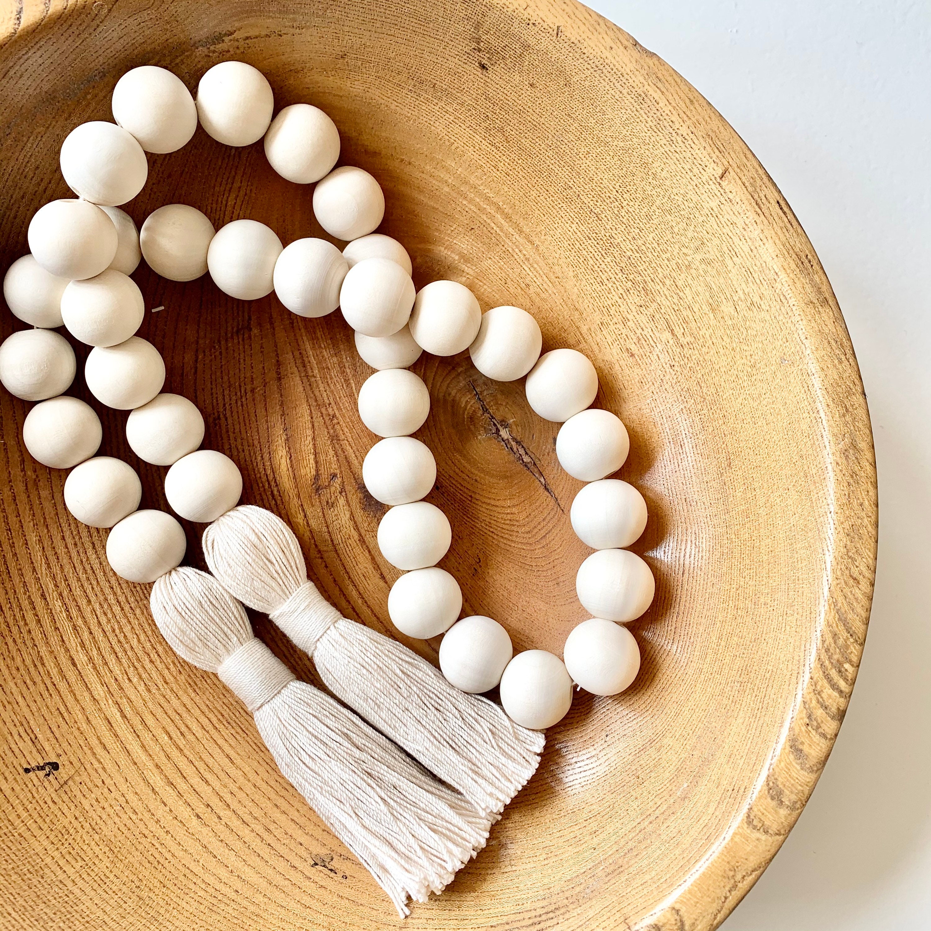 Wood Beads Garland with Tassels 5 Styles Beads Rustic Natural