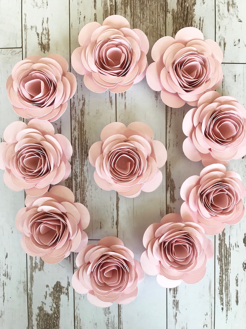Pink Paper Flowers Loose Flowers Rolled Paper Flowers Pink Etsy Hong Kong