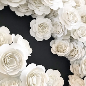 White Paper Flowers, Loose Flowers, Rolled Paper Flowers, White Party Decorations, Wedding Table Decor, Bridal Shower Party, Summer Wedding image 2
