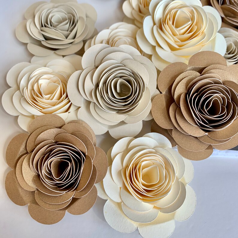 Paper Flowers Set Baby Shower Decorations Gender Neutral Table Confetti Engagement Party Graduation Party Woodland Baby