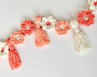 Handmade Daisy Tassel Garland, Boho Nursery Decor