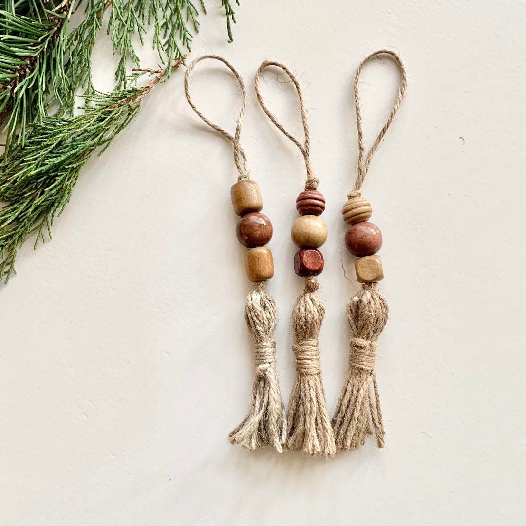 Tassel Christmas Ornaments, Set of 3, Stocking Tassels, Farmhouse Xmas