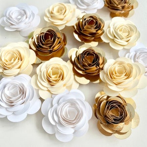 Paper Flowers, Boho Baby Shower Decor, Boho Birthday Party Decorations, Gold Party Decor, White Party Decor, Neutral Baby Shower Decorations