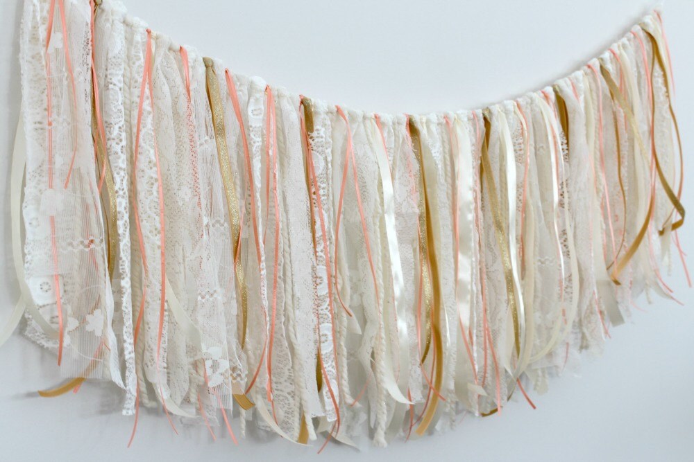 Garland Ribbon Garland Lace Garland Bunting Coral and Gold Etsy