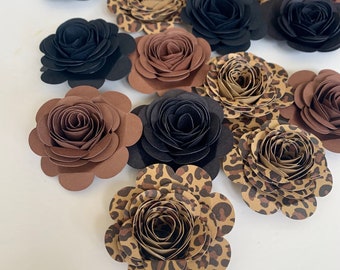 Leopard Print Paper Flowers, Party Decor Set