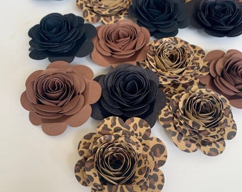 Leopard Party Decor, Paper Flowers, Leopard Print Party, Safari Birthday Party, Cheetah Party Decor, Leopard Bachelorette Party Decorations