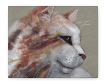 Ginger Tabby Cat Portrait Canvas | Living Room