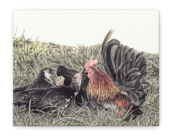 Serama Rooster Artwork Matte Canvas | Country Style | Cottagecore | Modern Farmhouse | Rural Decor