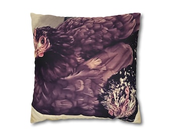 Serama Hen Illustration Pillowcase | Chicken Pillowcase |Cottagecore